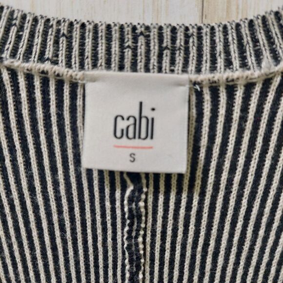 Cabi Women's Zip Cardigan/Top Black/White 3/4 Sleeve Side Ties Size Small - Picture 3 of 10